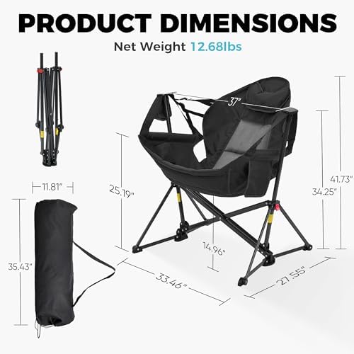 ainfox hammock camping chair, foldable portable rocking chairs, close-up detail