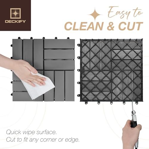 acacia interlocking deck tiles outdoor waterproof all weather, front angle view