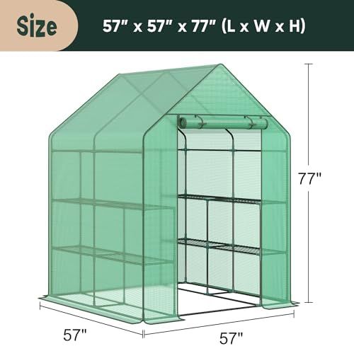 lemy walk-in greenhouse for outdoors,2-tier 8 shelves heavy-duty, close-up detail