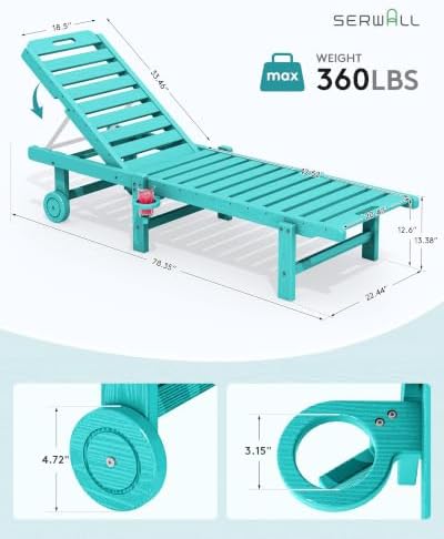 serwall hdpe outdoor chaise lounge with cup holder, close-up detail