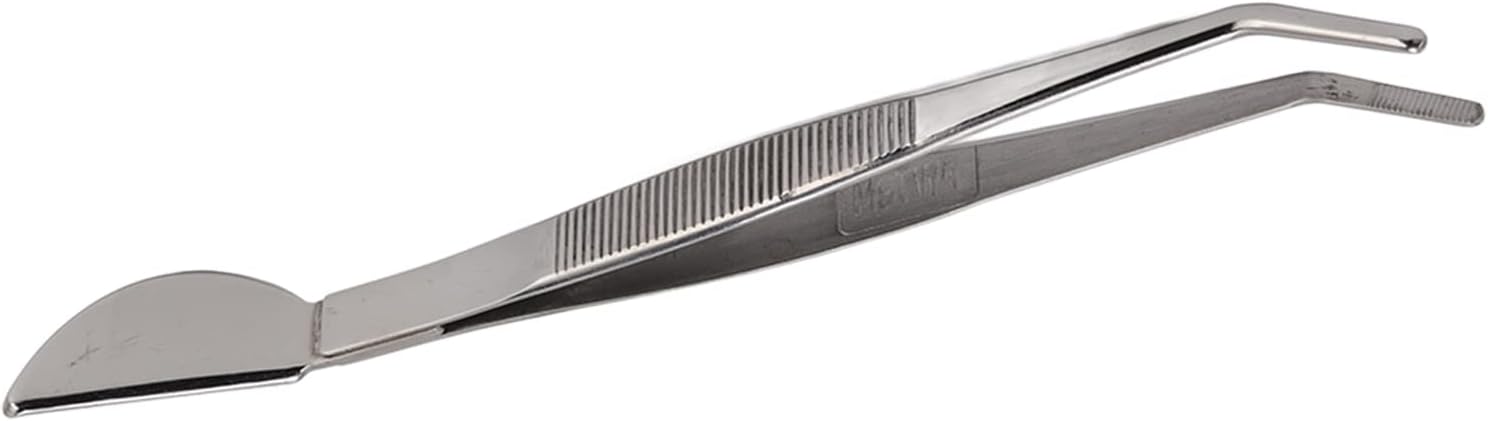 Bonsai Tweezers, Stainless Steel Long Handle Ergonomic Non Slip Grip with Smooth Edges for Removing Dead Leaves and Weeds from Bonsai Plants (Bent)