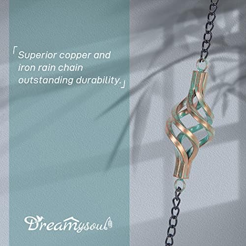 dreamysoul 9.7ft rain chain, iron rain chain for, side view