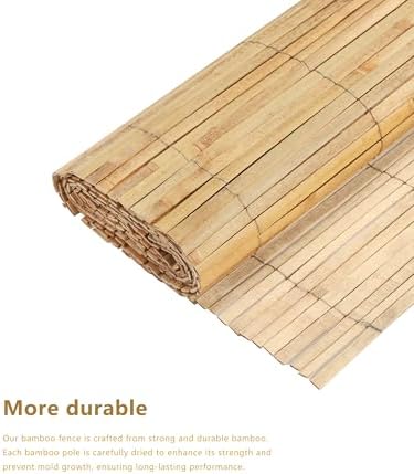 4ft x 13ft natural bamboo slat screening roll, side view