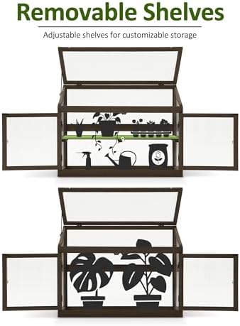 mcombo wooden cold frame garden greenhouse flower planter, package contents