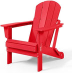 Malibu HDPE Outdoor Patio Folding Poly Adirondack Chair, Red