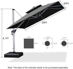 purple leaf cantilever outdoor umbrella 9' x 9', front angle view