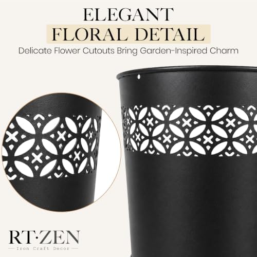 rtzen 2-pack garden planter pots with chain hangers, side view