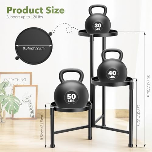 3 tier corner plant stand indoor outdoor, metal shown in use