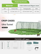 poray large 12.3x4ft tunnel plant netting cover,4.1ft tall shown in use