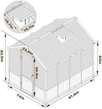 mupater 6 x 8 ft wooden polycarbonate greenhouse, front angle view