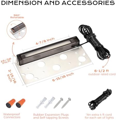 CLOUDY BAY [6 Pack] 7 Inch 12V-15 VAC/DC Low Voltage Hardscape Lighting Paver Light,Retaining Wall Lights Outdoor,IP65 Waterproof, 5W 2700K Soft White,Frost Lens Deck Step Light