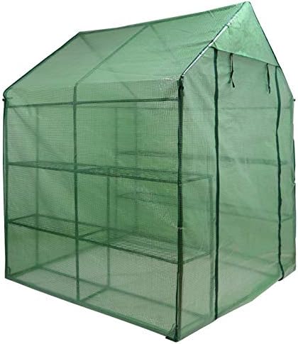2-tier 8-shelf mini walk-in greenhouse portable plant herb showing dimensions