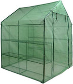 2-tier 8-shelf mini walk-in greenhouse portable plant herb showing dimensions