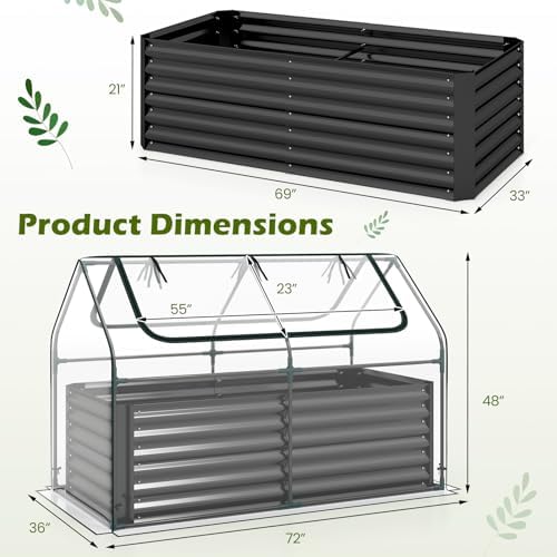 s afstar 3-in-1 raised garden bed with greenhouse, front angle view