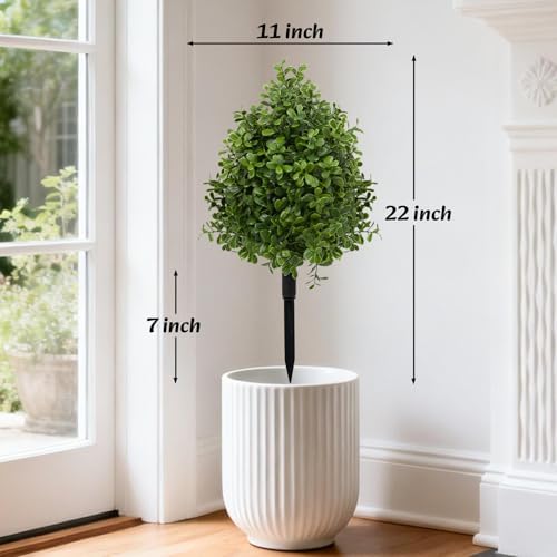 bdor 22" artificial boxwood topiary bushes ball trees shown in use
