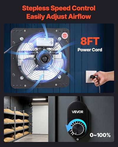 vevor 10'' exhaust fan, wall mounted attic fan, package contents