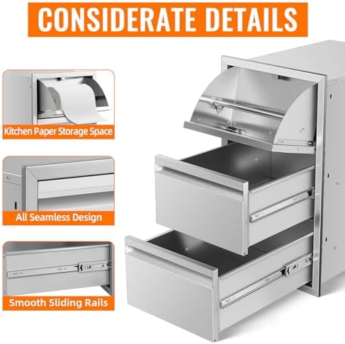outdoor kitchen drawers stainless steel flush mount bbq on a desk or shelf