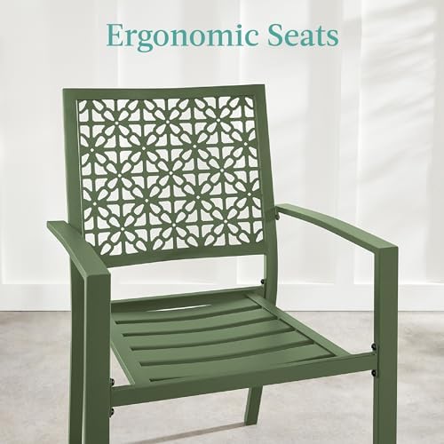 best choice products 3-piece outdoor bistro set, stackable showing dimensions