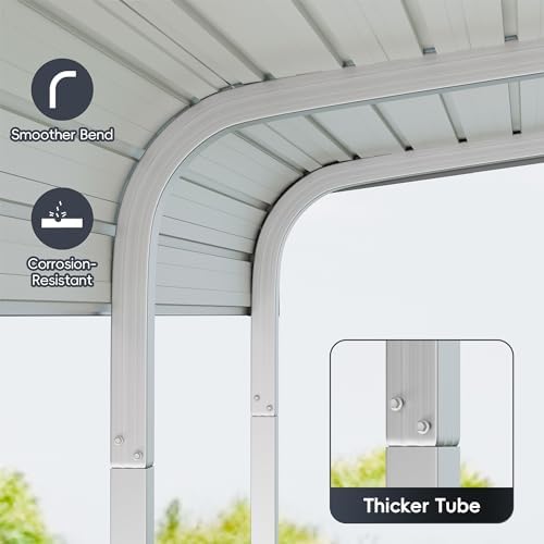 10x15 ft heavy duty metal carport kits with, side view