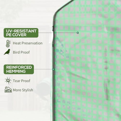 outsunny 4.6' x 4.7' portable greenhouse walk-in water/uv, side view