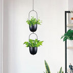metal hanging planters set of 2 with 6, side view