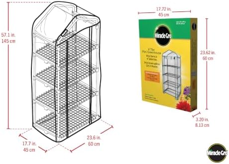 miracle-gro 4-tier greenhouse, removable shelves, clear, 23"x17"x57", close-up detail