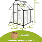 6x6ft outdoor polycarbonate greenhouse with roof vent, dark shown in use