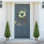 vivatrees 4ft artificial cedar topiary trees with rustic shown in use
