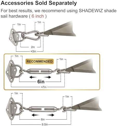 rectangle 8' x 10' red sun shade sail, package contents
