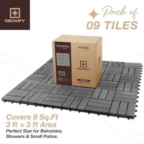 acacia interlocking deck tiles outdoor waterproof all weather on a desk or shelf