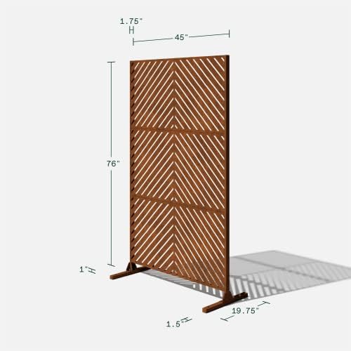 veradek corten steel privacy screen set with stand, close-up detail