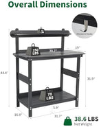 hips outdoor potting table bench with 3-tier storage shown in use