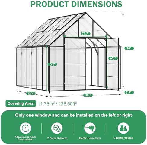 12x10x10 ft extra large greenhouse for outdoors, heavy on a desk or shelf