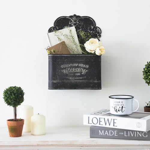 all chic black metal wall planter - outdoor showing dimensions
