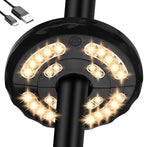 Dual-Power Patio Umbrella Light-Rechargeable & Battery Operated Umbrella Lights,3 Lighting Modes Cordless,Umbrella Pole Light for Patio Umbrellas Camping(4 AA Batteries Not Included)