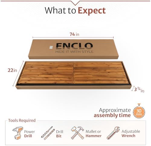enclo easy assembly freestanding/surface mounted privacy screen, hardwood, view 9