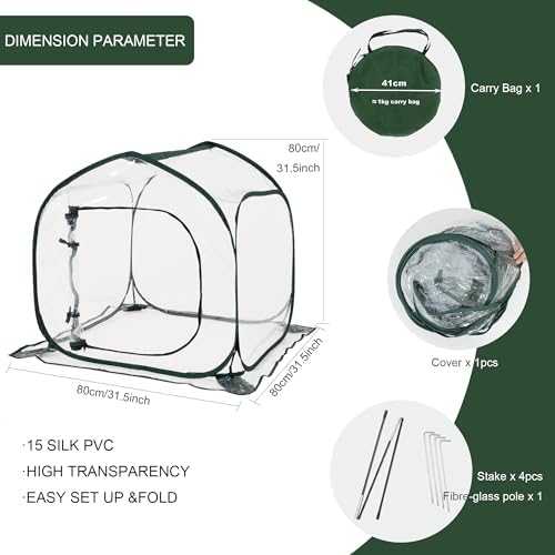 mini transparent pop up greenhouse for indoor and shown in use