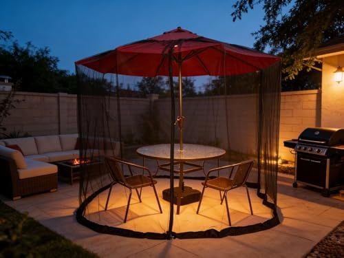 6ft/9ft/11ft patio umbrella mosquito netting with zipper door, close-up detail