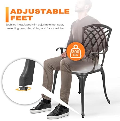 nuu garden bistro set 3 piece outdoor cast, front angle view