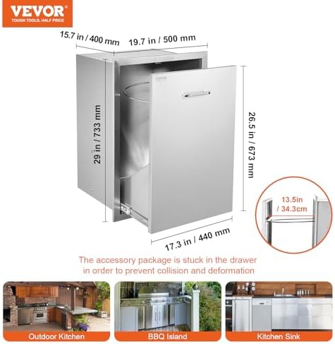 vevor outdoor kitchen drawers 19.7"w x 29"h x, close-up detail