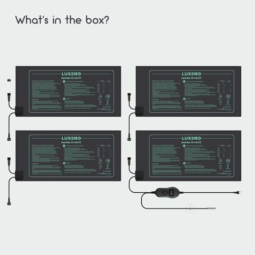 luxbird 4 pack seedling heat mats with digital on a desk or shelf