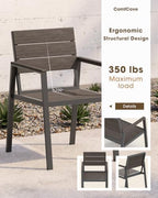 outdoor dining set, aluminum & hdps outdooor table showing dimensions