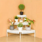 aboxoo 3-tier metal plant stand, stair-step corner shelf showing dimensions
