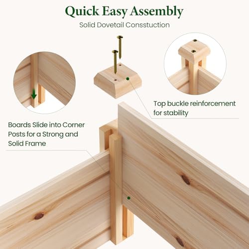 mixc 8×2ft wooden raised garden bed outdoor planter, close-up detail