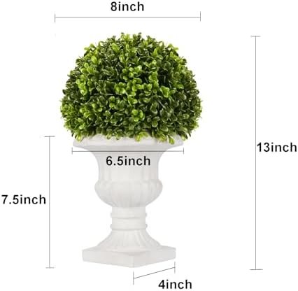 artificial boxwood topiary plants with vase, artificial boxwood shown in use