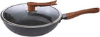 Wooden handle wheat rice stone wok household glass cover non stick boiler stove universal