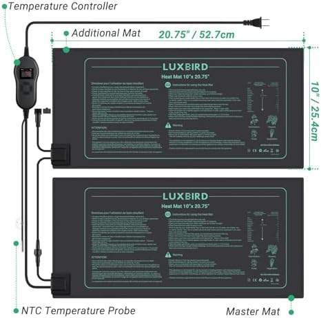 luxbird 4 pack seedling heat mats with digital, front angle view