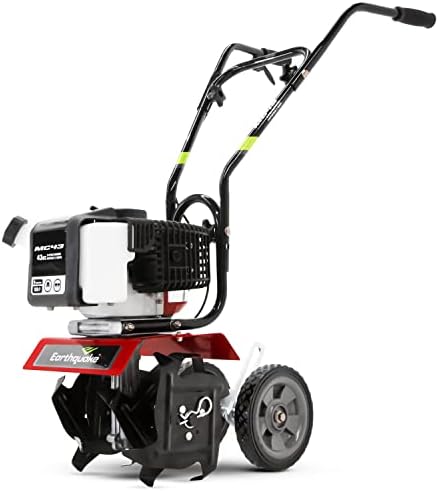 earthquake mc43 cultivator, 43cc 2-cycle viper engine, 6-10”, close-up detail