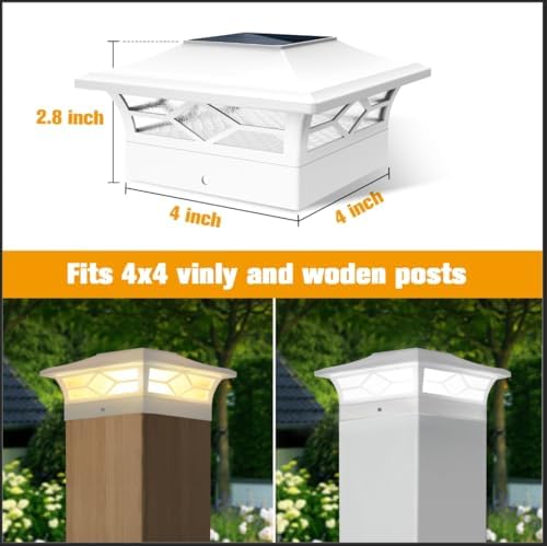 jofios solar fence post lights 6pack, cap lights showing dimensions