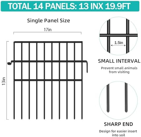 14 panels animal barrier fence, no dig fences shown in use
